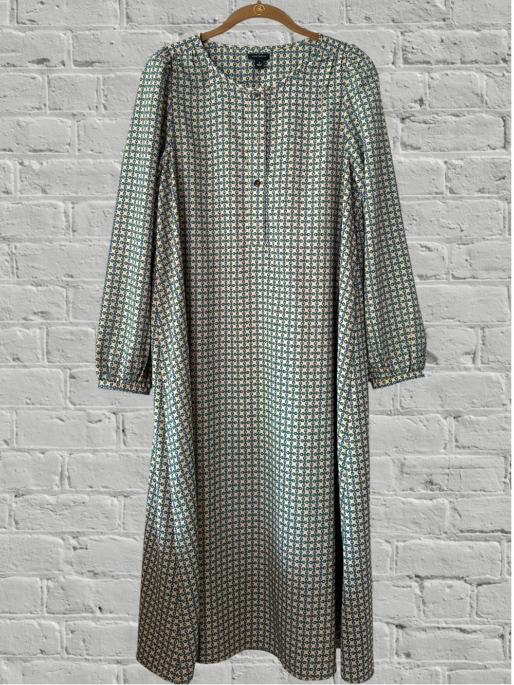 EUC ANN TAYLOR BLUE GREEN HORSE BIT PATTERN DRESS M